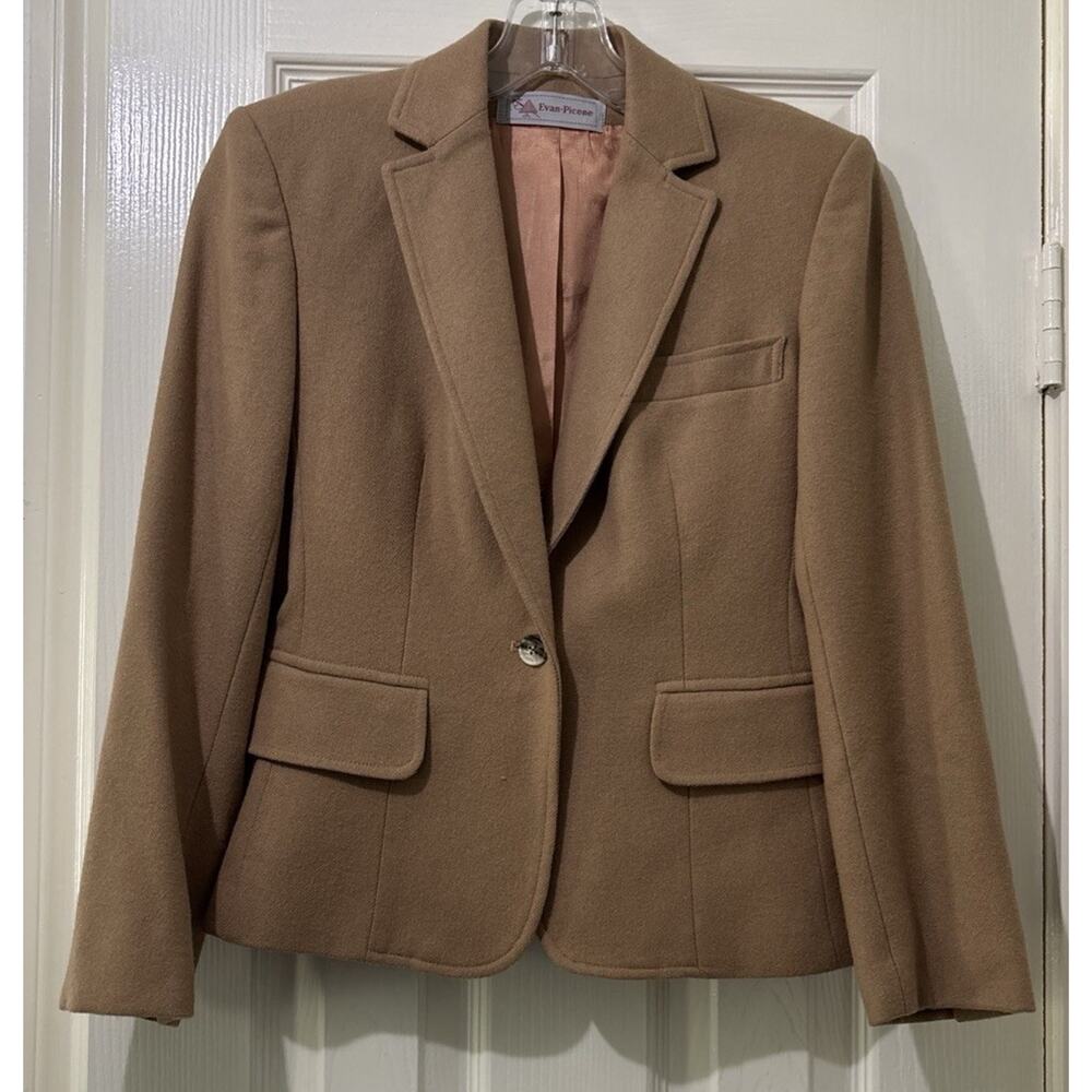 Vintage Evan Picone Blazer Cropped Wool 80's Union Made Camel Tan Size 4 Career